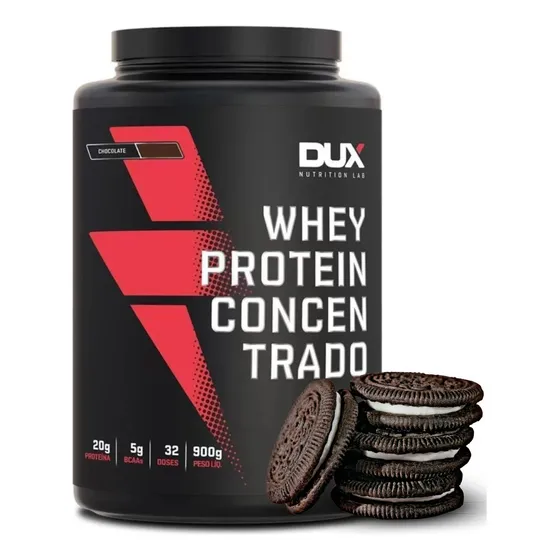 Dux Whey Concentrado 100% Puro Para Ganho De Massa 900g Sabor Cookies