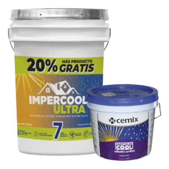 Impermeabilizante 19lts Fibratado 7 Años + Galón Sellador Blanco Mate