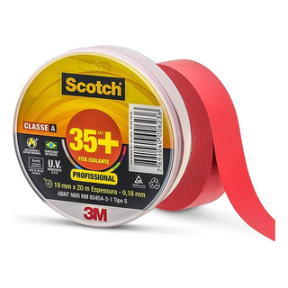 Fita Isolante 3m Scotch 35+ 19mm X 20m Vermelha Cor Vermelho Liso Fita Isolante 3m Scotch 35+ 19mm X 20m Vermelha Cor Vermelho Liso