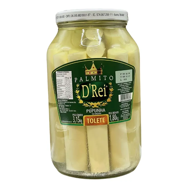 Palmito Tolete Pupunha 1,8kg Palmito D'rei
