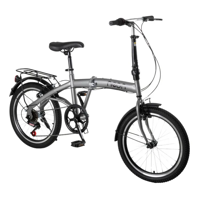 Bicicleta Plegable R20 Neon Urban 7 Velocidades Cuadro De Acero Freno V-brake Adulto +160cm Color Gris