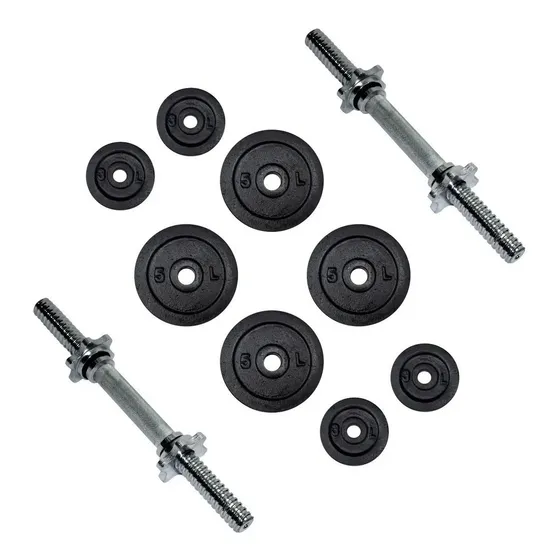 Kit Set Pesas Barra Mancuernas Graduable Juego 42 Lbs Profit