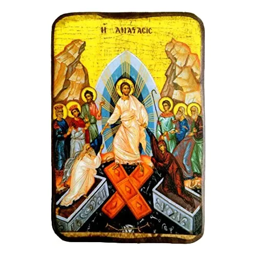 Madera Griega Cristiana Ortodoxa Icono Resurreccion A0