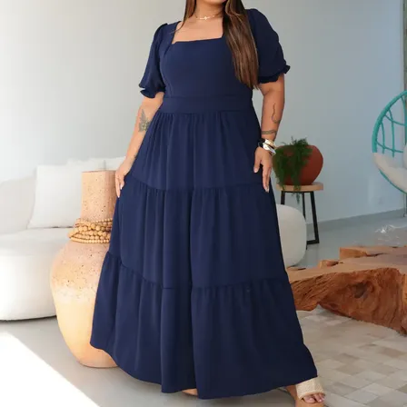 Vestido Longo Feminino Plus Size Formatura Elegante Premium