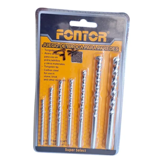 Juego De Mechas Brocas Para Concreto 7 Piezas Marca Fontor