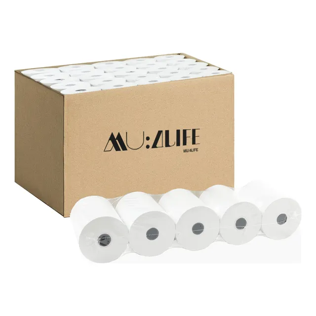 Mu:4life 50 Rollos Papel Térmico Ticket 80x60mmx55m/c Rollo