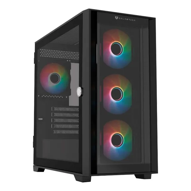 Gabinete Gamer Balam Rush Carbono Twin Mate 8000 M-atx Mini Torre 4 Fan Argb Cristal Templado Frente Intercambiable Usb-c Negro Br-938778