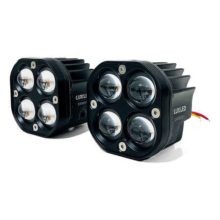 Juego Faros Led 4 Lupas Luz Blanca/ambar Cuadrado Juego Faros Led 4 Lupas Luz Blanca/ambar Cuadrado