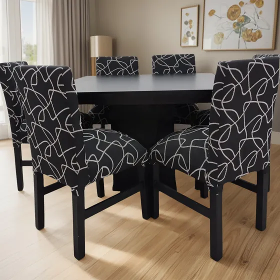 Juego De Comedor Mesa Cuadrada + 6 Sillas Vest En Chenille