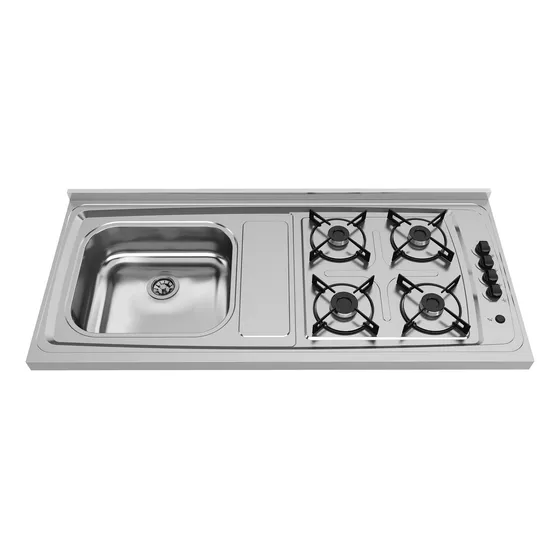 Pia Inox C/fogão 4 Bocas Lado Direito Acendimento Automático