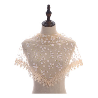 2 Bufandas Triangulares Blancas 160cm Con Flecos Florales 2 Bufandas Triangulares Blancas 160cm Con Flecos Florales