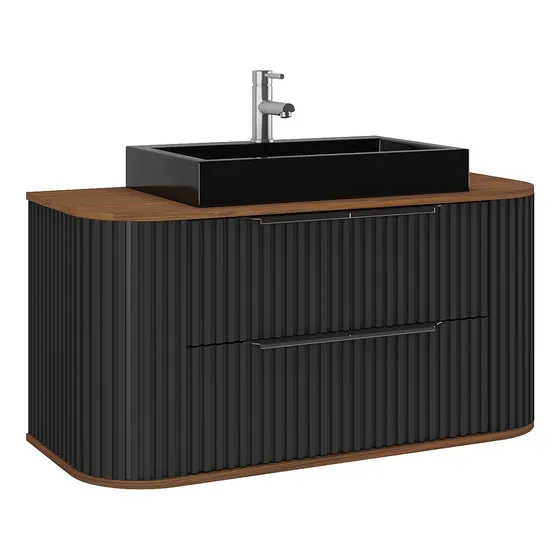 Mueble Para Baño De Colgar Alice Negro 100cm C/bacha De Loza Cantidad De Agujeros Para Grifería Un Agujero