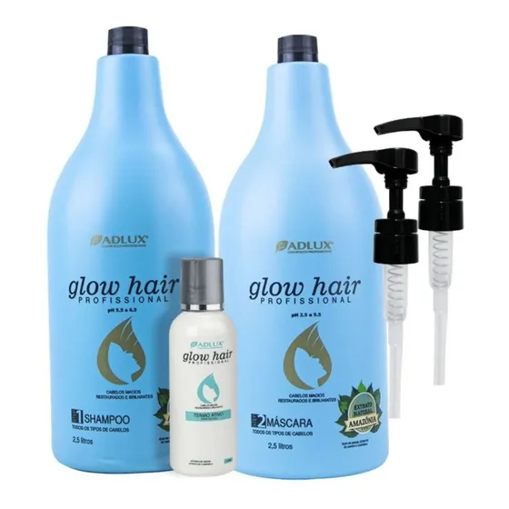 2,5l Shampoo  + 2,5l Mascara + Termo Ativo Glow Hair Adlux