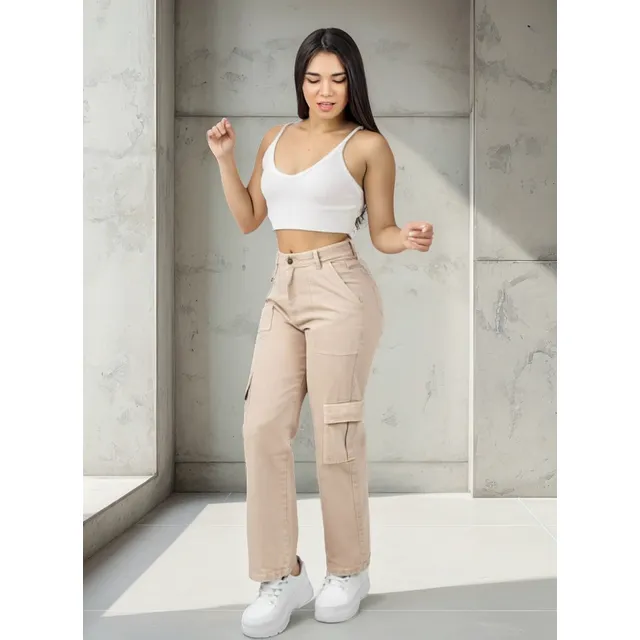 Pantalon Carpintero En Jeans Rigido En Colores Para Mujer