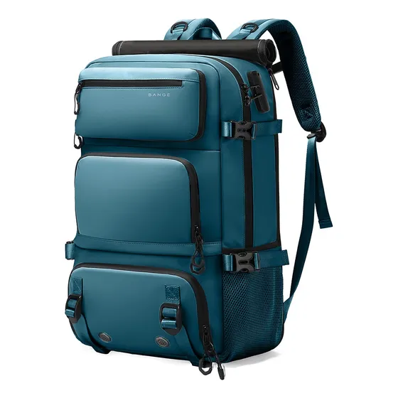 Mochila 3 En 1 Hombre Mujer Usb Impermeable Viaje Laptop Color Azul Petróleo Diseño De La Tela Liso