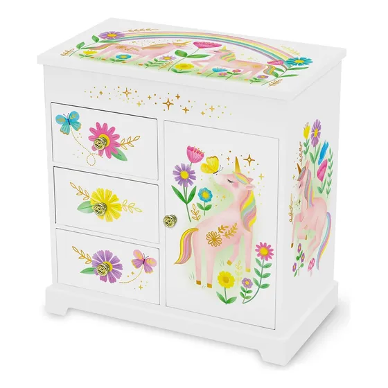 Caja De Joyería Musical Con Unicornio Para Niñas, 23x13x24cm