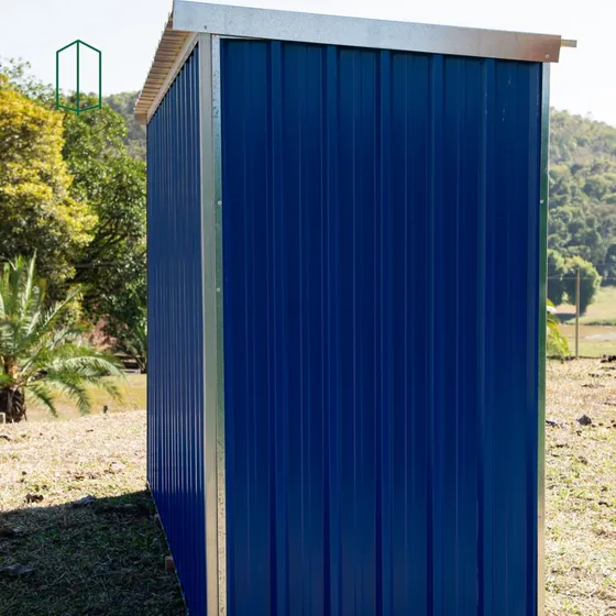Depósito De Jardim, Mini Galpão, Container Porta De Correr Cor Azul