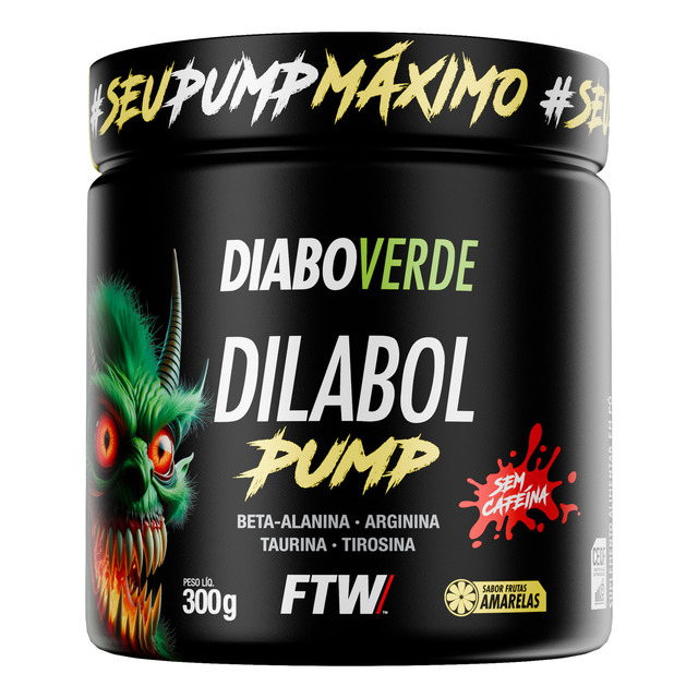 Dilabol Pump Pré Treino Pote 300g Sabor Frutas Amarelas Diabo Verde - Ftw Dilabol Pump Pré Treino Pote 300g Sabor Frutas Amarelas Diabo Verde - Ftw