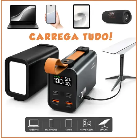 Power Bank Portátil Turbo 30000mah 100w Ultra Rápido Usb Preto