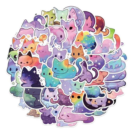Pack 50 Stickers Gato Estrellado