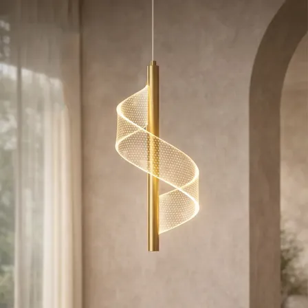 Luminária Pendente Led Espiral Moderna Quarto Cabeceira 110v/220v Bivolt Dourado