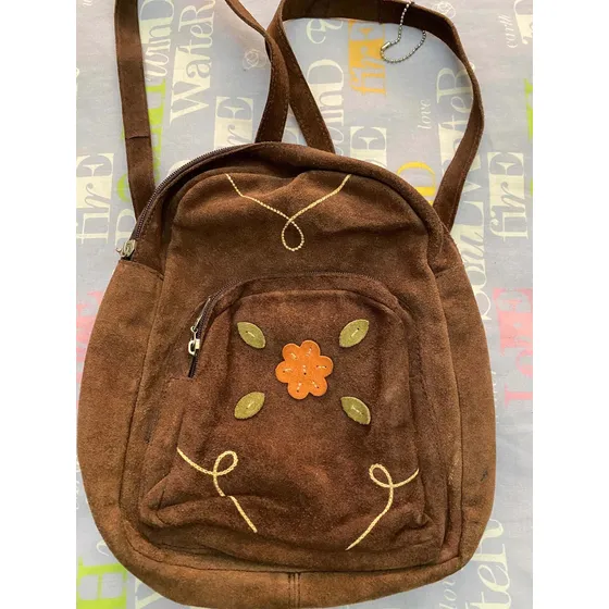 Morral De Cuero Marrón Dama Usado