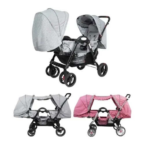 Coche De Paseo Gemelar O Mellicero Bebes Dember Babyhappy Color Gris Color del chasis Plomo