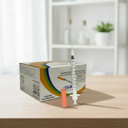 Seringa Insulina 100ui Agulha 6mmx25mm Fixa 1ml 25 Unidades 1 Ml