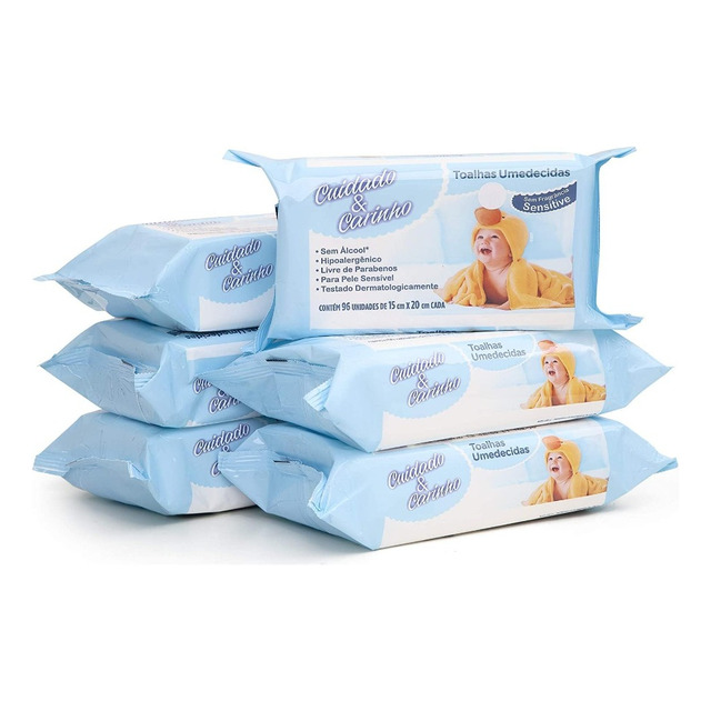 Kit Lenço Umedecido Cuidado E Carinho Sensitive 576 Unidades Kit Lenço Umedecido Cuidado E Carinho Sensitive 576 Unidades