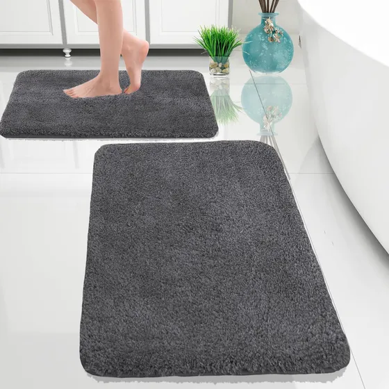 2 Alfombra Baño Gruesa Suave Microfibra Absorbente 24