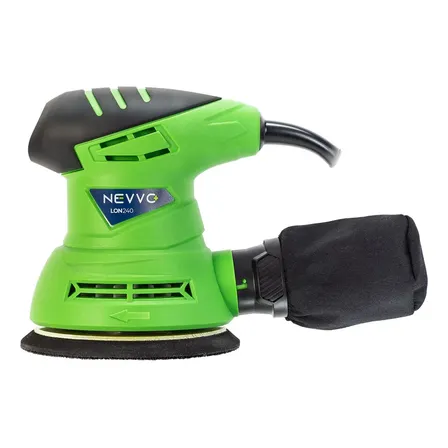 Lixadeira Elétrica LON240 Verde 240W Roto Orbital 12.000 OPM Profissional 5" 125mm Com Coletor de Pó Nevvo
