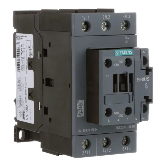 Contactor De Potencia S2 1 Na + 1 Nc Siemens 3rt2035-1kb40