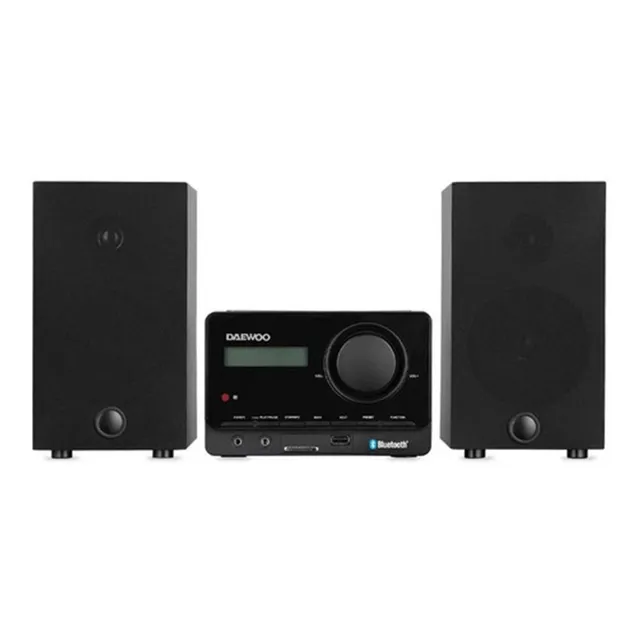 Minicomponente Bocina Bluetooth Daewoo Dw-800 Radio Fm Usb Cd Sd Color Negro Potencia 18W RMS