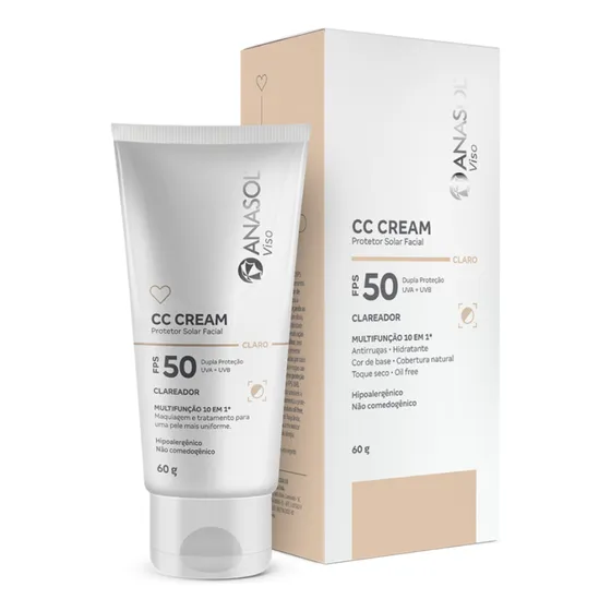 Protetor Solar Facial Anasol CC Cream Fps50 cor clara 60g