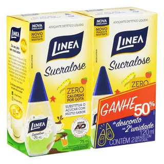 Pack Adoçante LĂquido Sucralose Linea Caixa 150ml 2 Unidades GrĂĄtis 50% De Desconto Na 2ÂȘ Unidade Pack Adoçante LĂquido Sucralose Linea Caixa 150ml 2 Unidades GrĂĄtis 50% De Desconto Na 2ÂȘ Unidade