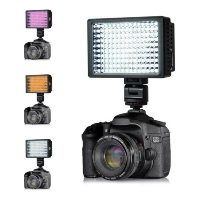 Foco Led 160 Luces Flash Cámara Videograbadora Con 2 Filtros