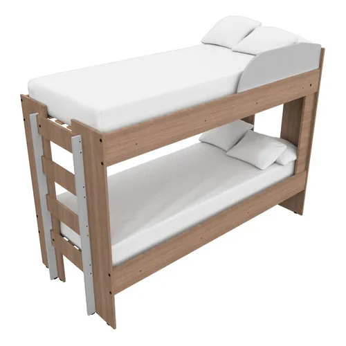 Cama Cucheta Doble Superpuesta Emogi Melamina Carvalho Mezzo