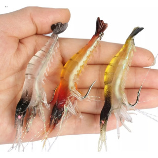 Pack 3 Camaron Luminoso! Super Realistas Pesca Color Variado Pack 3 Camaron Luminoso! Super Realistas Pesca Color Variado