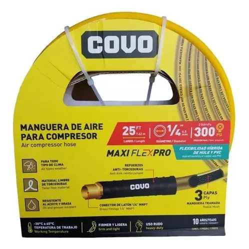 Manguera De Aire P/compresor 300 Psi 1/4  X 7.62 Mts Covo