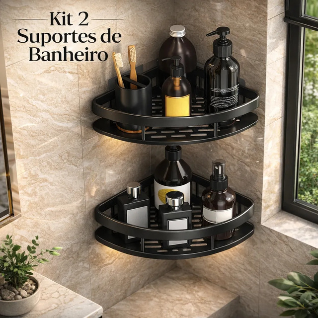 Kit 2 Suporte Porta Shampoo Sabonete Banheiro Adesivo Parede Sem Furos Box Luxo Prateleira... Kit 2 Suporte Porta Shampoo Sabonete Banheiro Adesivo Parede Sem Furos Box Luxo Prateleira...