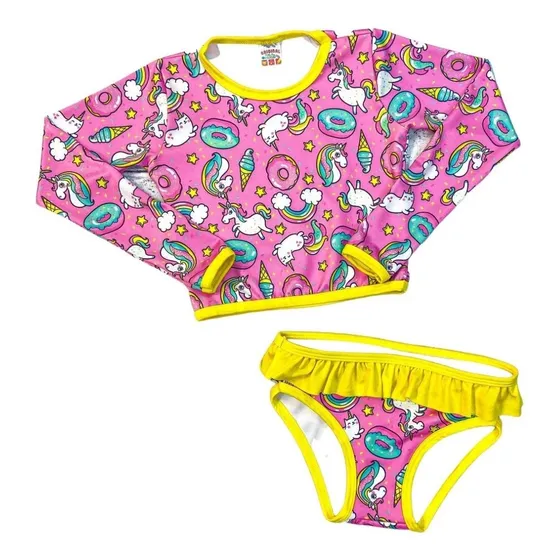 Conjunto Infantil Proteção Solar Blusa Biquini Maio Menina