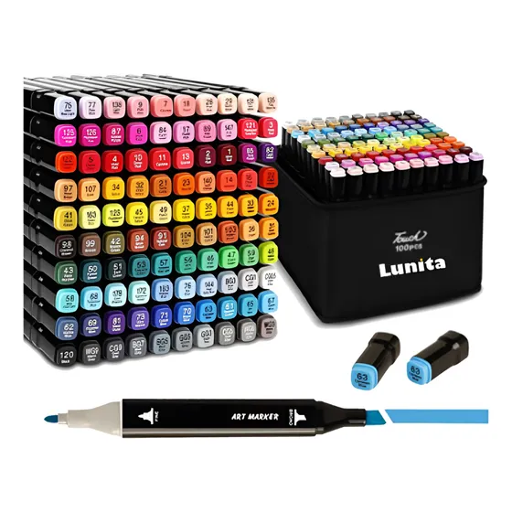 Set Marcador Fibras Plumones Touch X 100 Colores Doble Punta