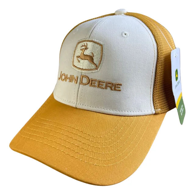 Gorra Estilo John Deere Trucker Blanco Ocre Malla Jd138 Ocre Único Lisa