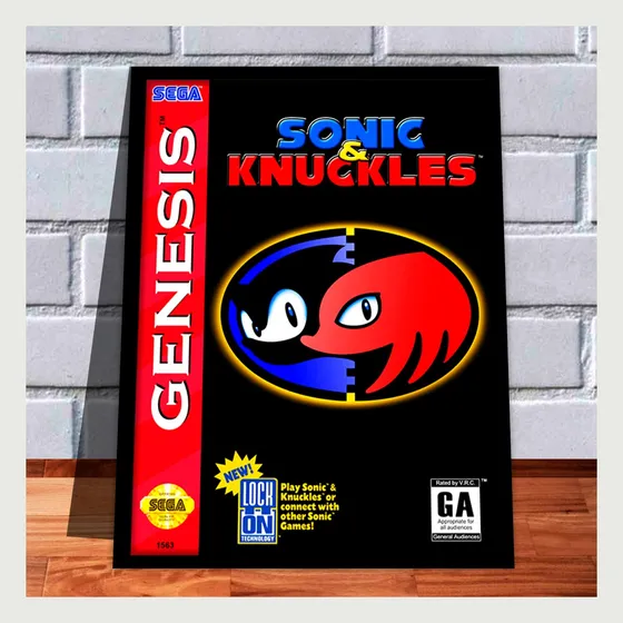 Quadro Decorativo Capa A3 33x45 Sonic Knuckles Mega Drive
