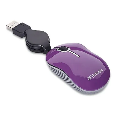 Mini Mouse Retractil Verbatim Optico Usb Notebook Violeta Color Violeta