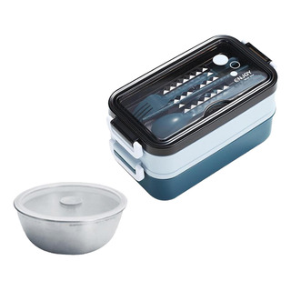 1 Unidad De De Doble Capa Caja Bento Azul Con Tazón De Sopa 1 Unidad De De Doble Capa Caja Bento Azul Con Tazón De Sopa