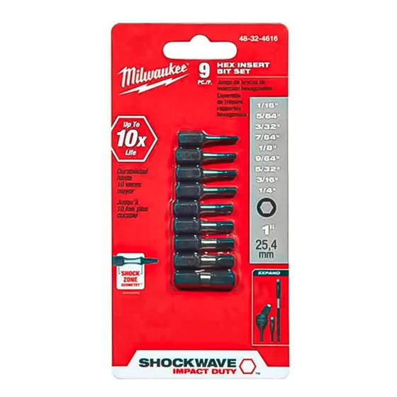 Kit De Puntas Hexagonales 9 Piezas - Milwaukee