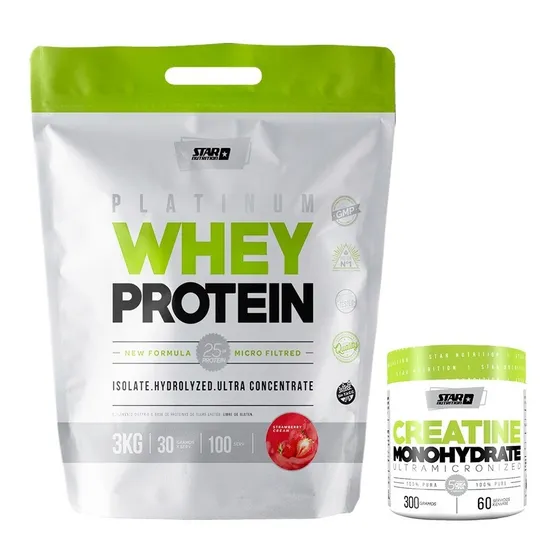 Proteina Star Nutrition  3 Kg + Creatina 300gr Masa Muscular