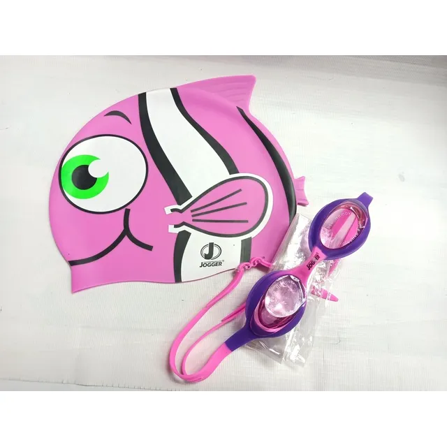 Gorro De Natación Pez Con Lentes Para Niña Rosado 3-5 Años