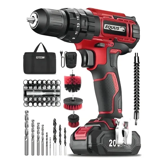 Taladro Atornillador Percutor 20v Bolso Accesorios Equus Color Rojo | Cuotas sin interés